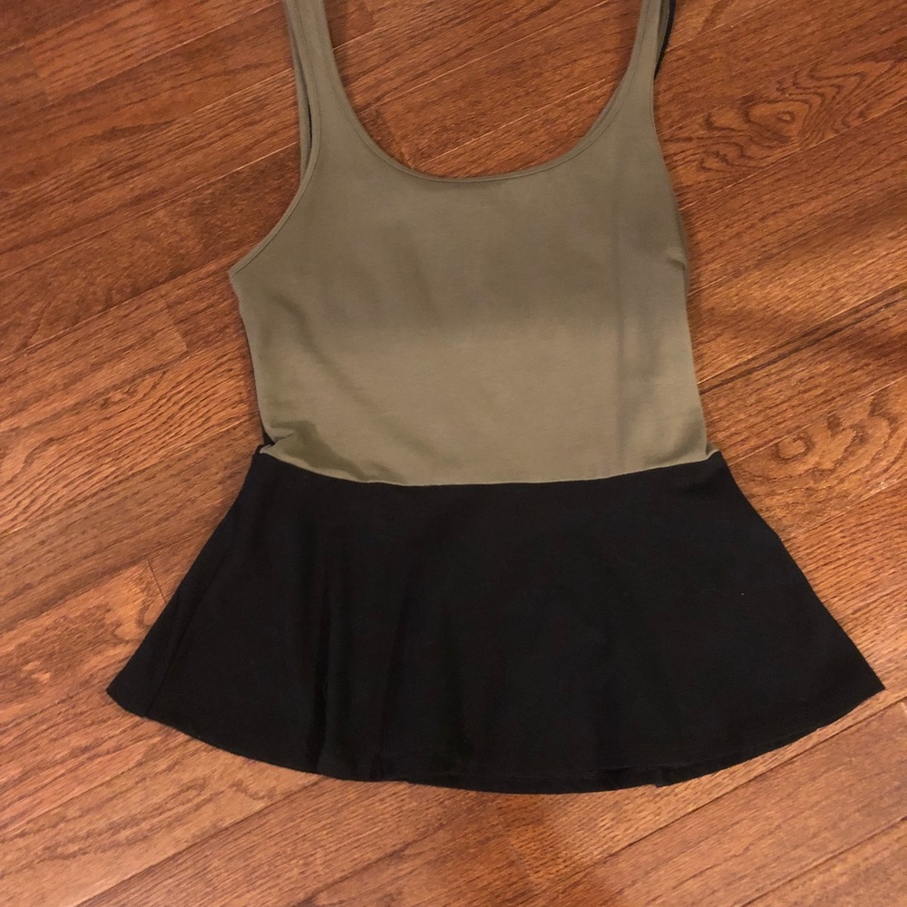 Express peplum tank top, green and black size xs